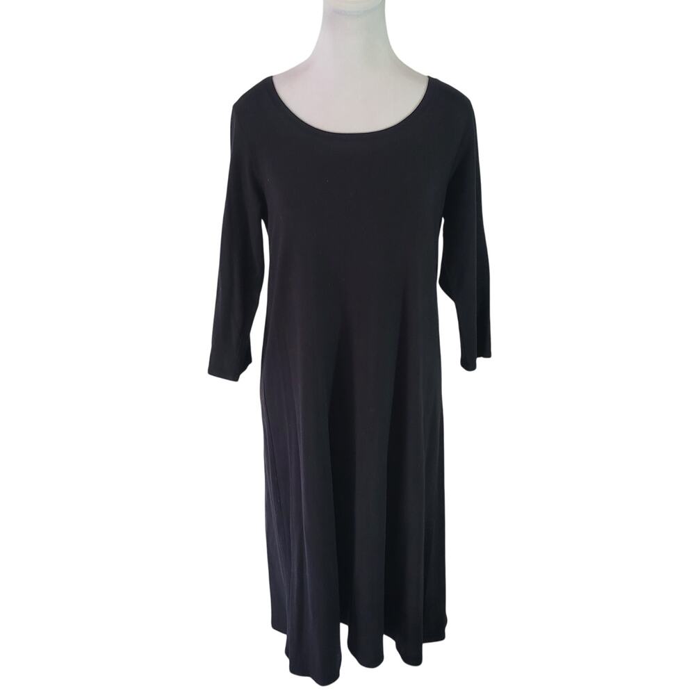 Eileen Fisher Size S Organic Cotton 3/4 Sleeve Midi Shift Jersey T-Shirt Dress